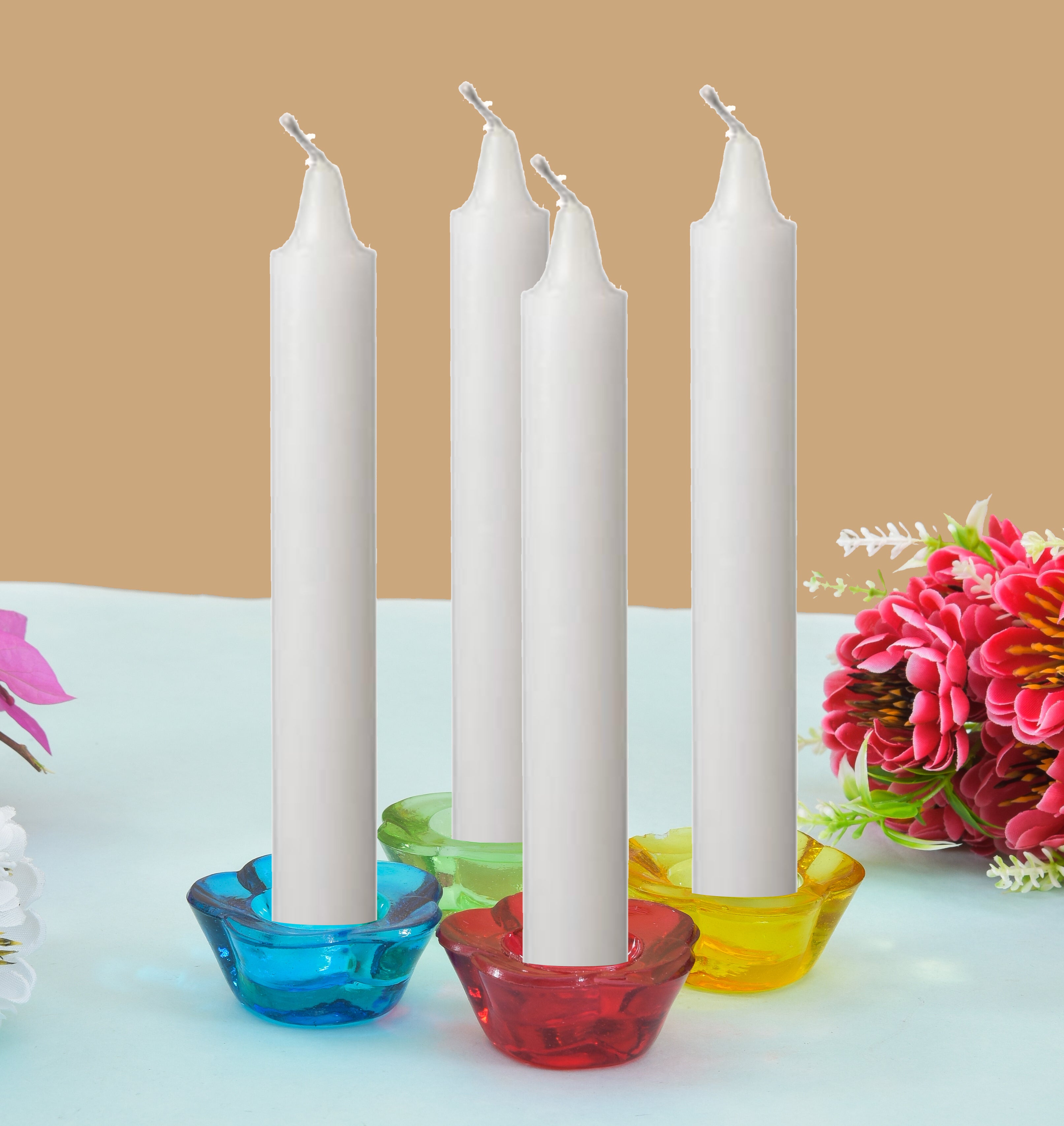 Deep Tea Light Holder Flower Assorted Color - Set of 4