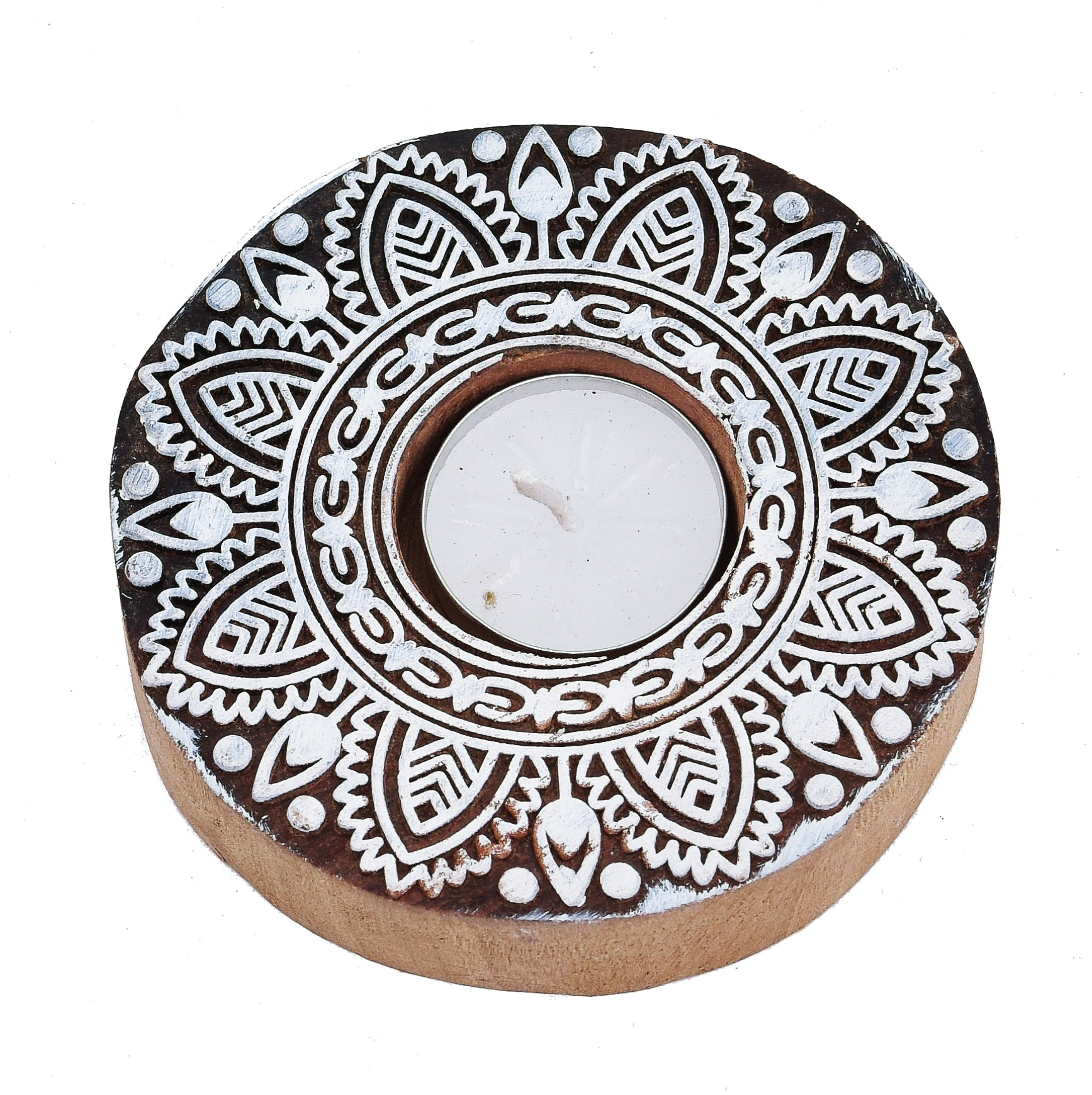 WOODEN BLOCK T LIGHT HOLDER