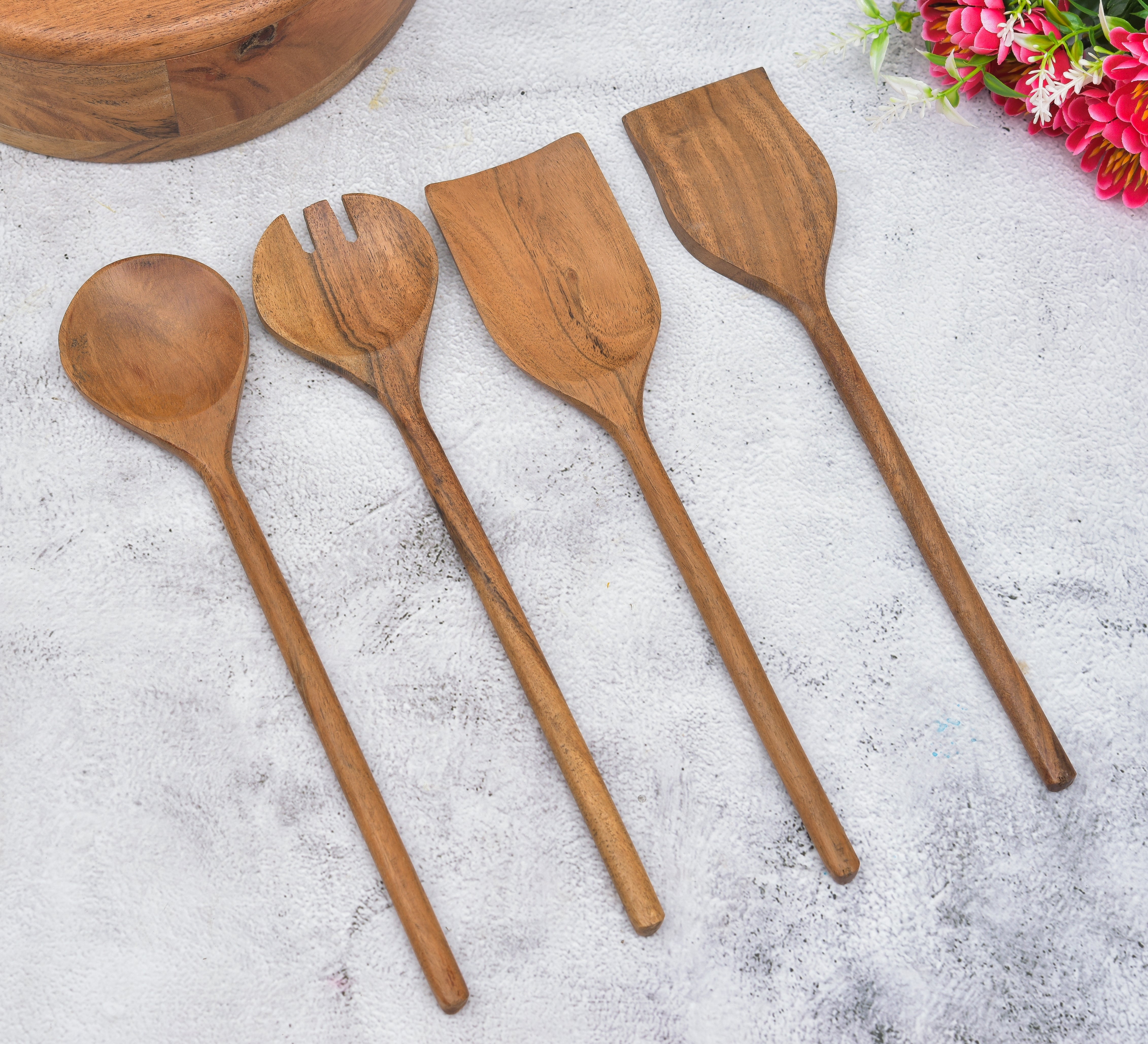Acacia Wooden Serving Spoon Set of 4