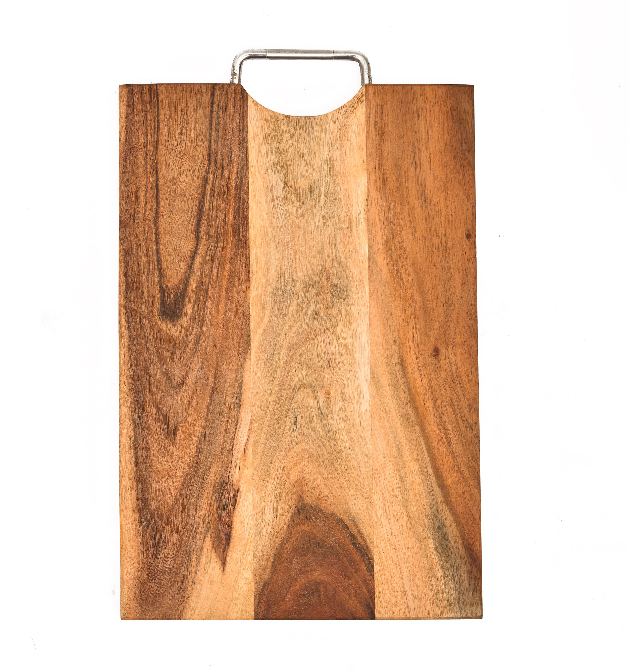 ACACIA WOOD RECT. Serving Board and Platter with SS HANDLE 15*10
