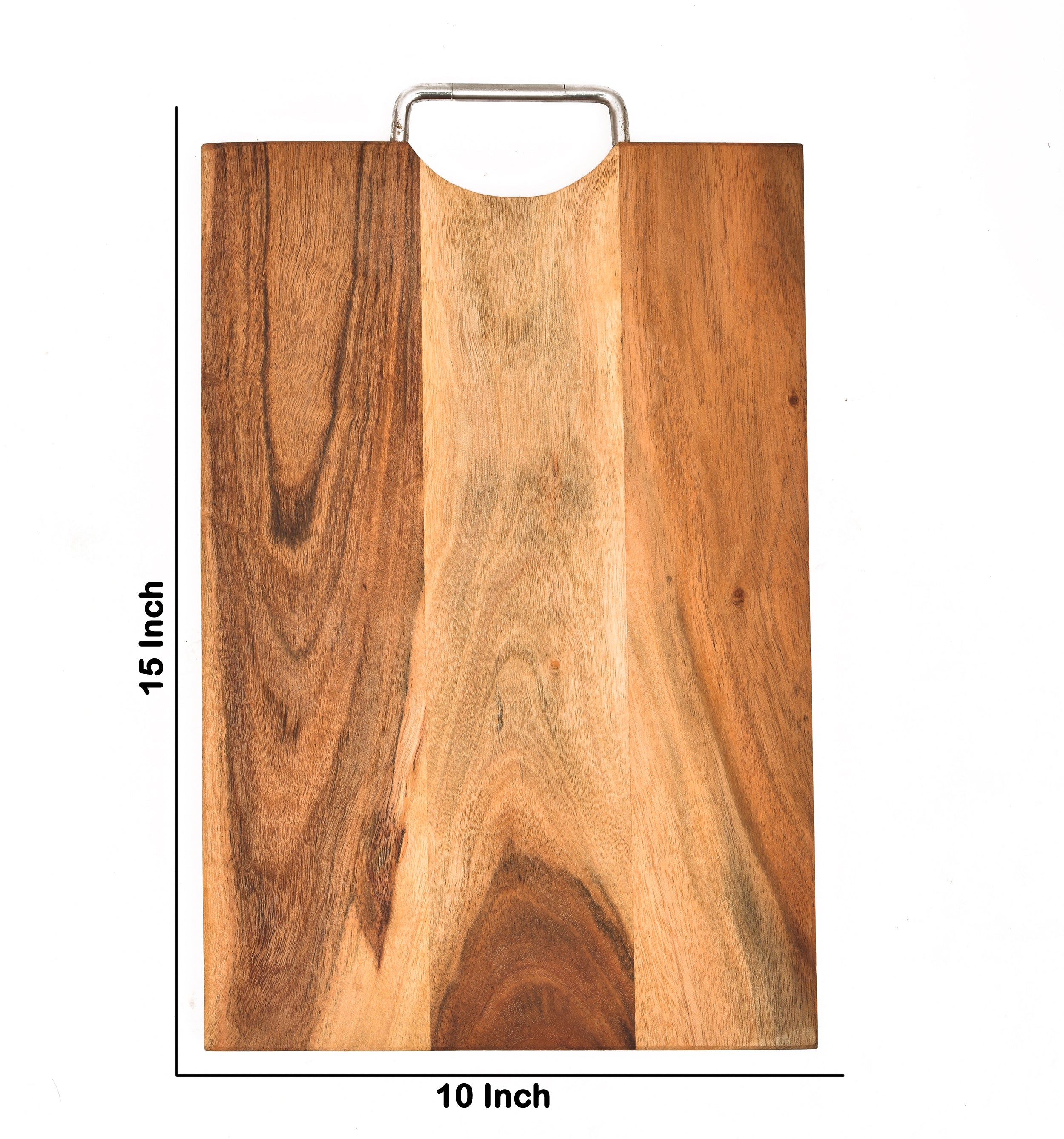 ACACIA WOOD RECT. Serving Board and Platter with SS HANDLE 15*10