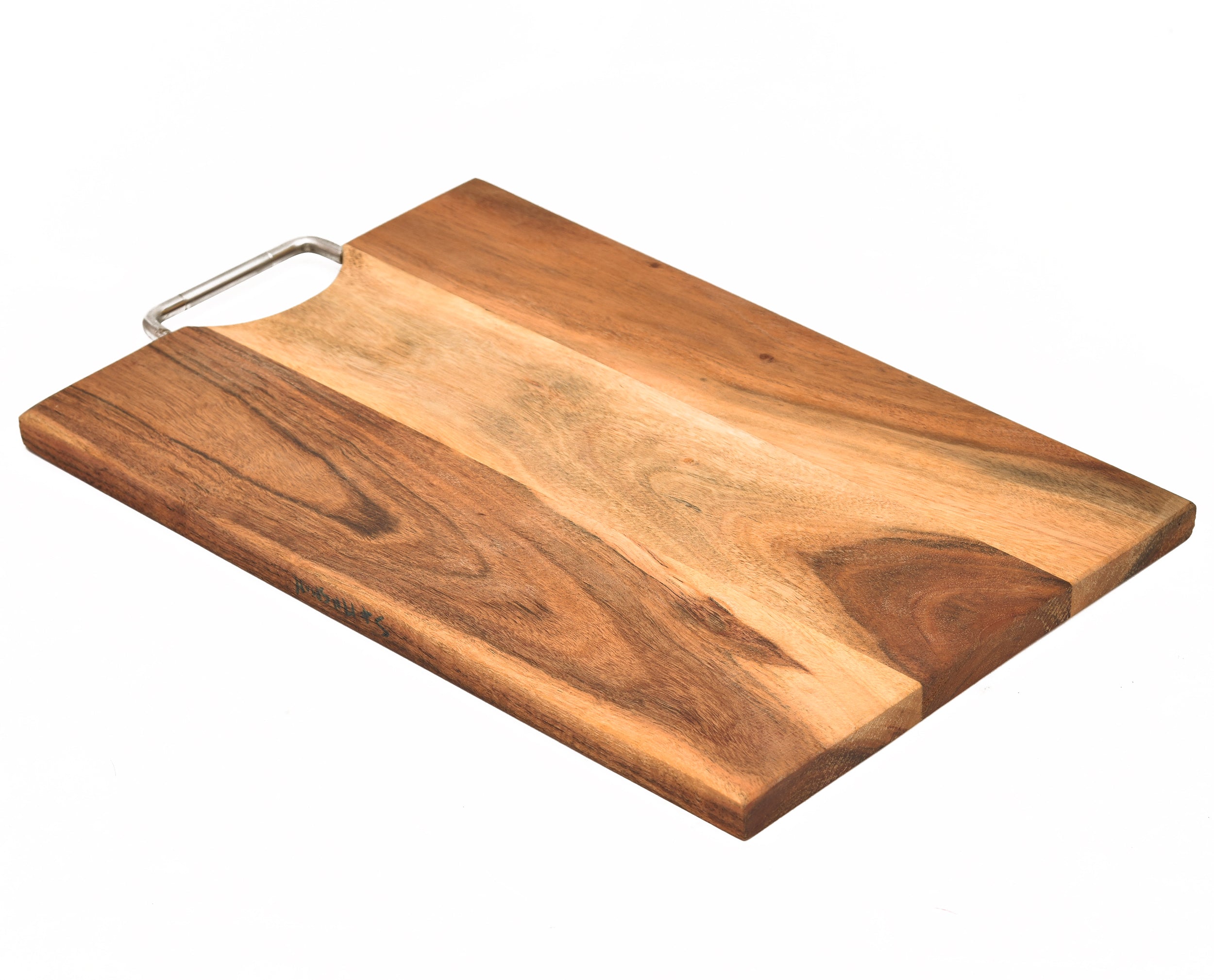 ACACIA WOOD RECT. Serving Board and Platter with SS HANDLE 15*10