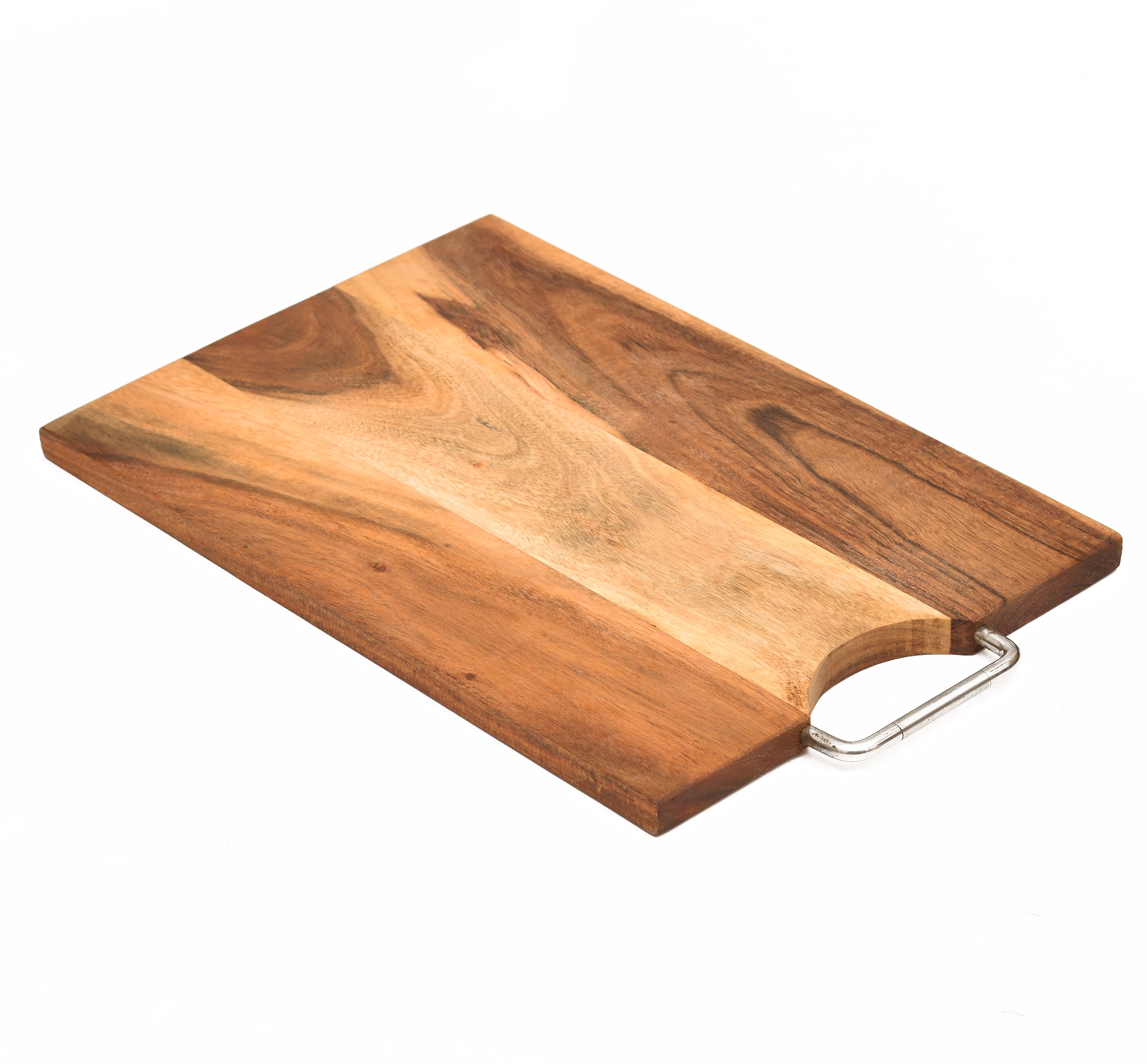 ACACIA WOOD RECT. Serving Board and Platter with SS HANDLE 15*10