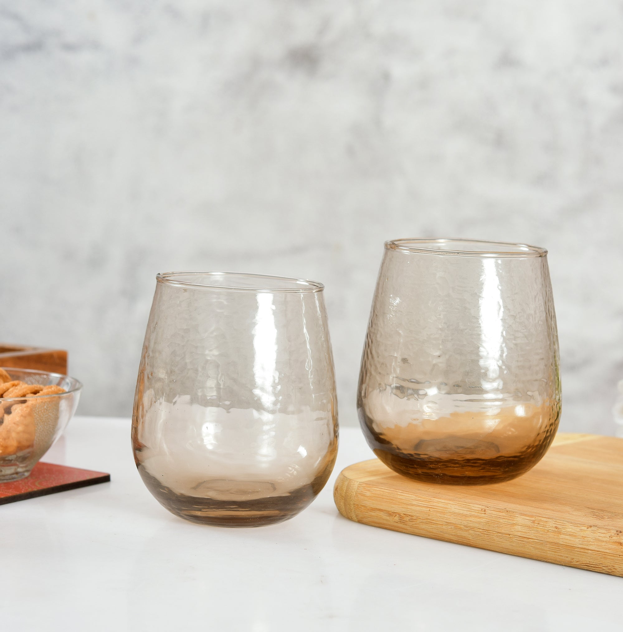 BROWN JUICE DRINWARE GLASS SET OF 2