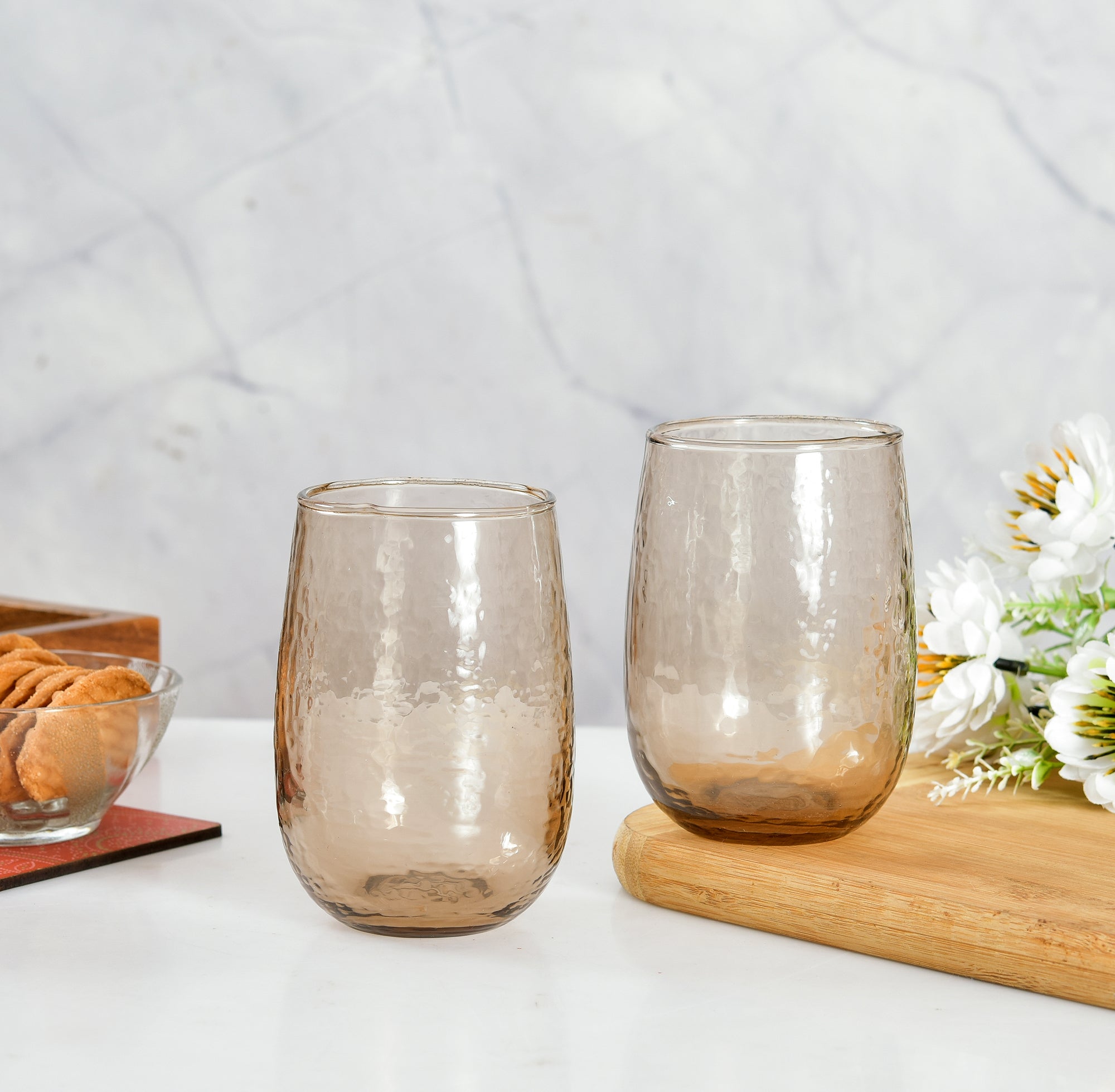 BROWN JUICE DRINWARE GLASS SET OF 2 - LARGE