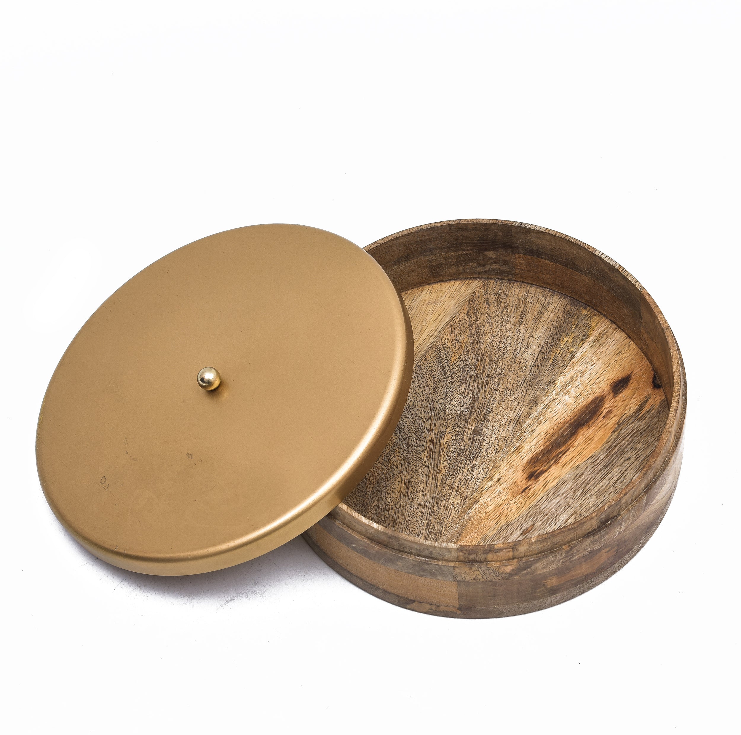 MANGO WOOD CASSEROLE WITH IRON LID - Roti Box