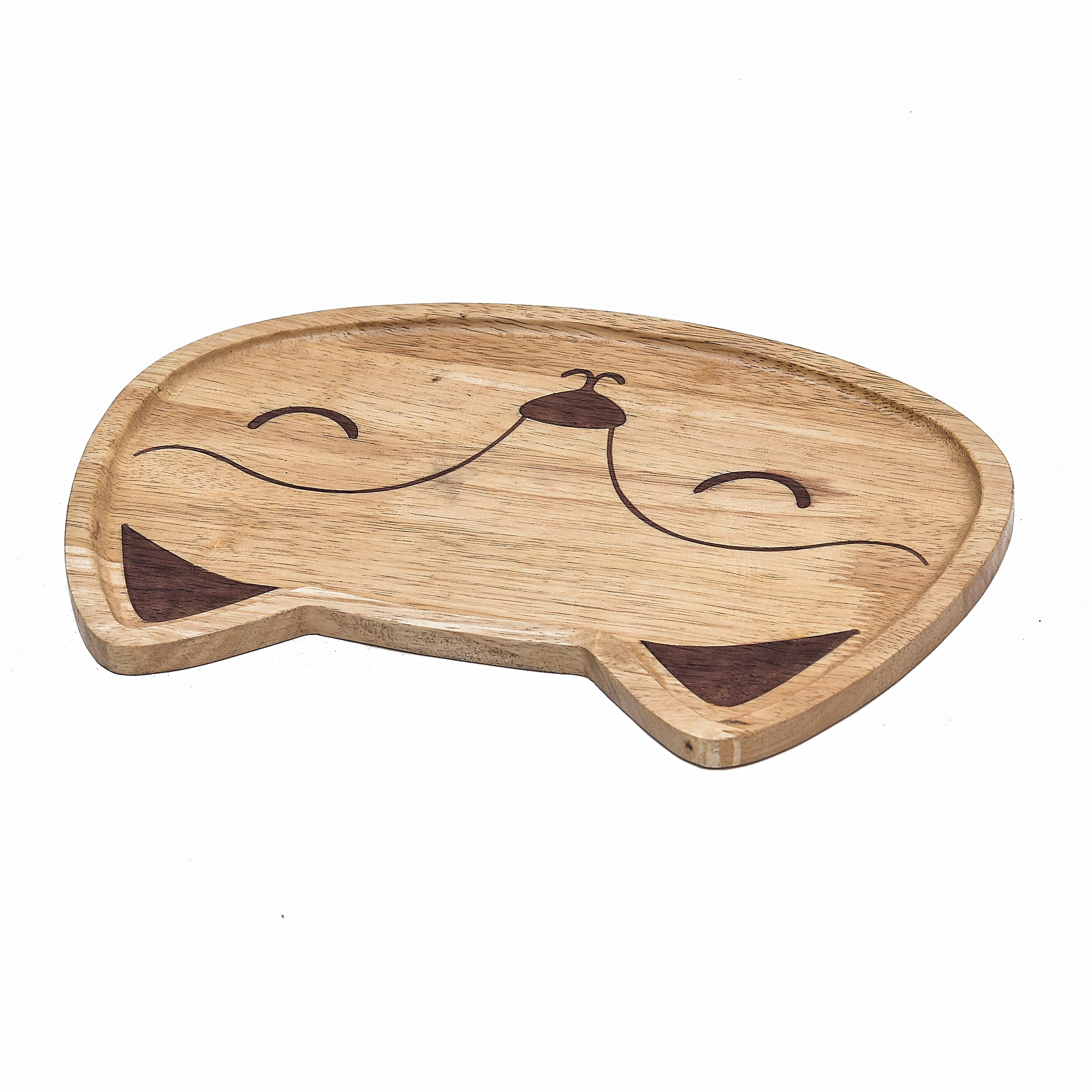 Mango Wood Serving Tray With Meow Print - 12X8 Inch
