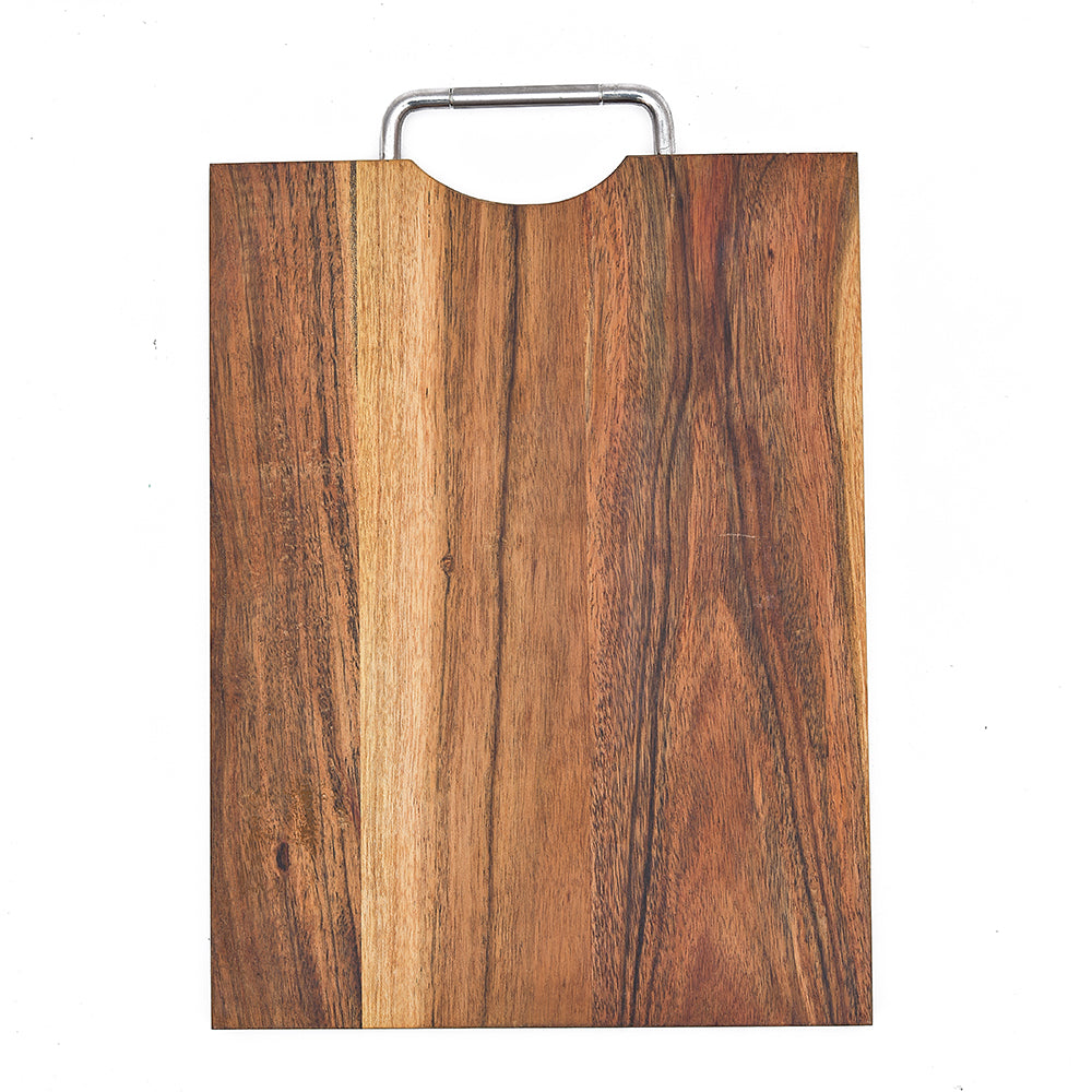 ACACIA WOOD RECT. Serving Board and Platter with SS HANDLE 12*9