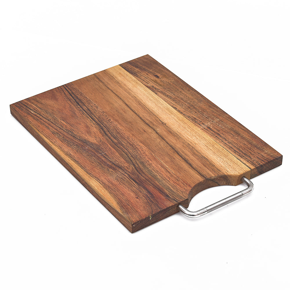 ACACIA WOOD RECT. Serving Board and Platter with SS HANDLE 12*9