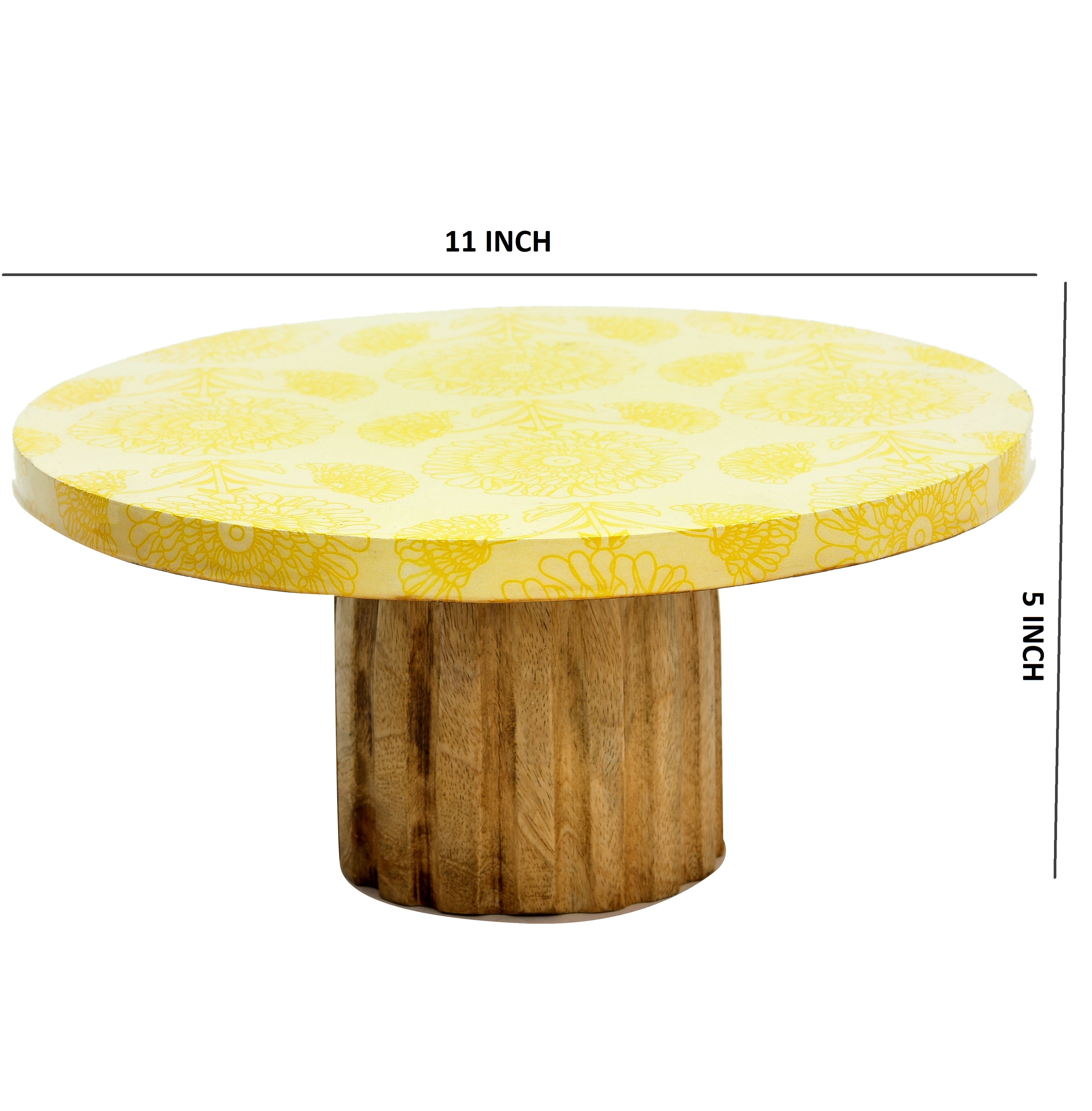 Marigold Printed Wooden Serving Tray And Stand