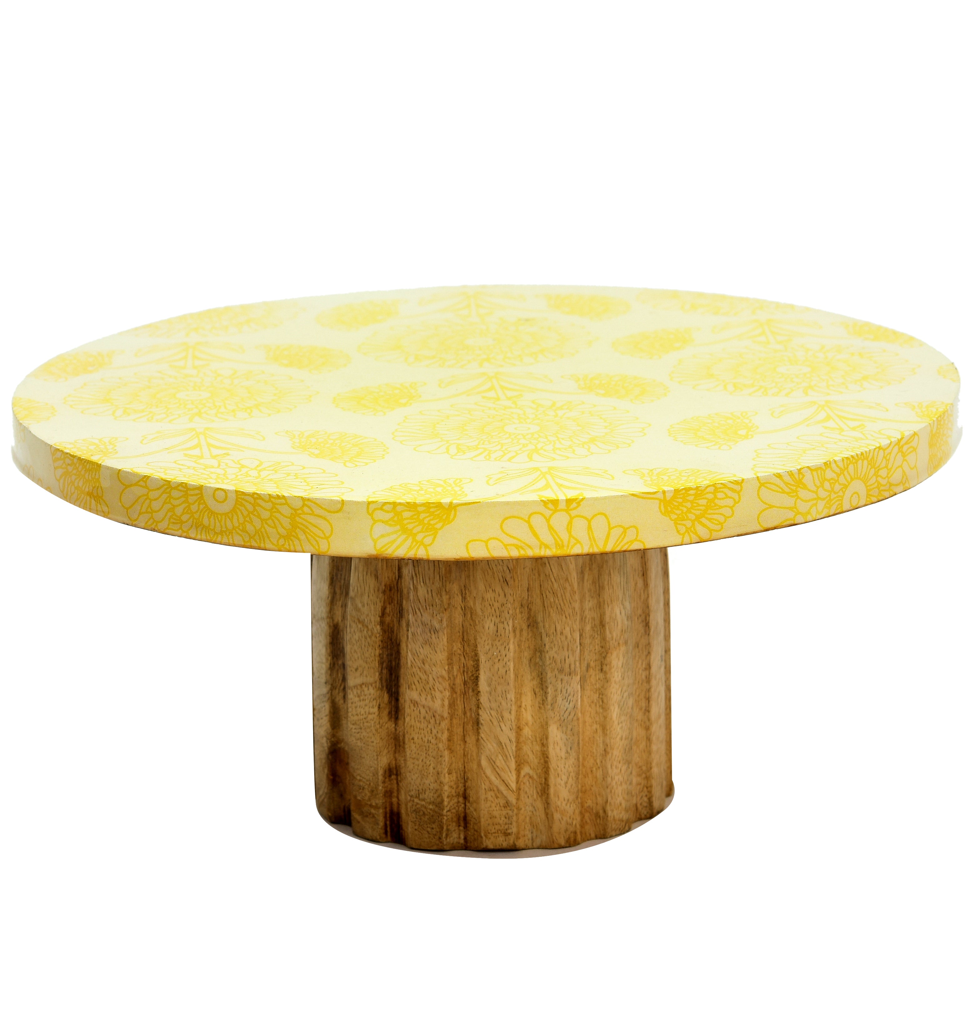Marigold Printed Wooden Serving Tray And Stand