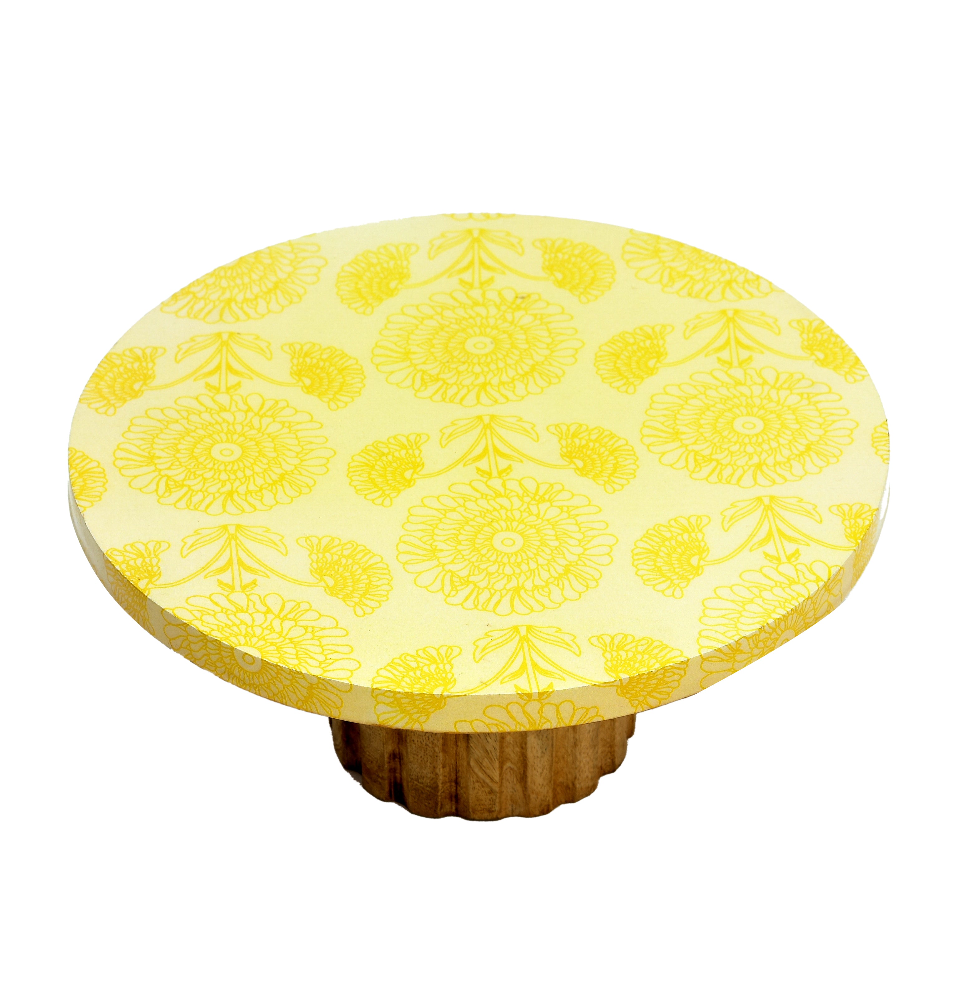 Marigold Printed Wooden Serving Tray And Stand