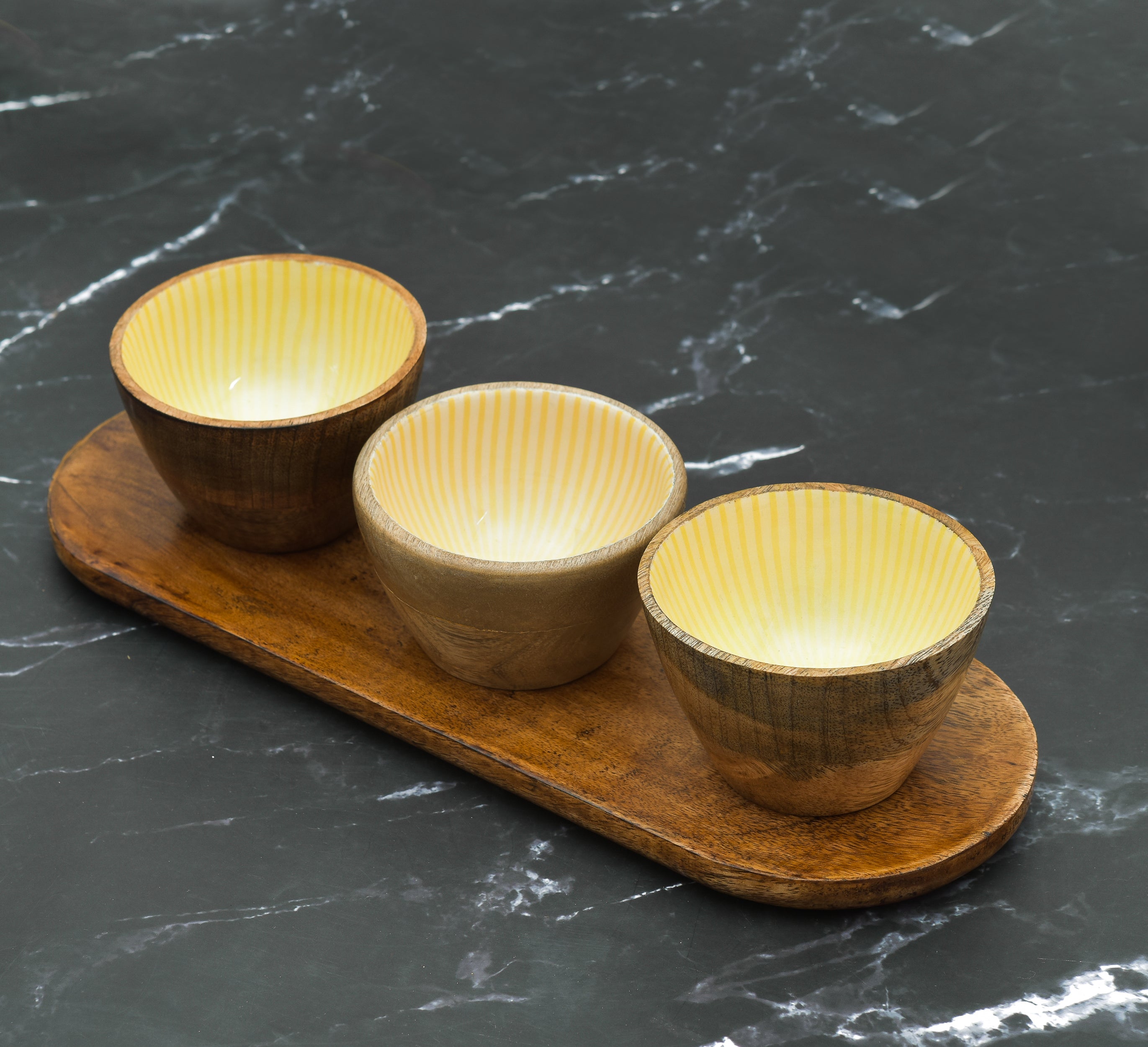 Marigold Printed Tray With 3pcs Bowl Set