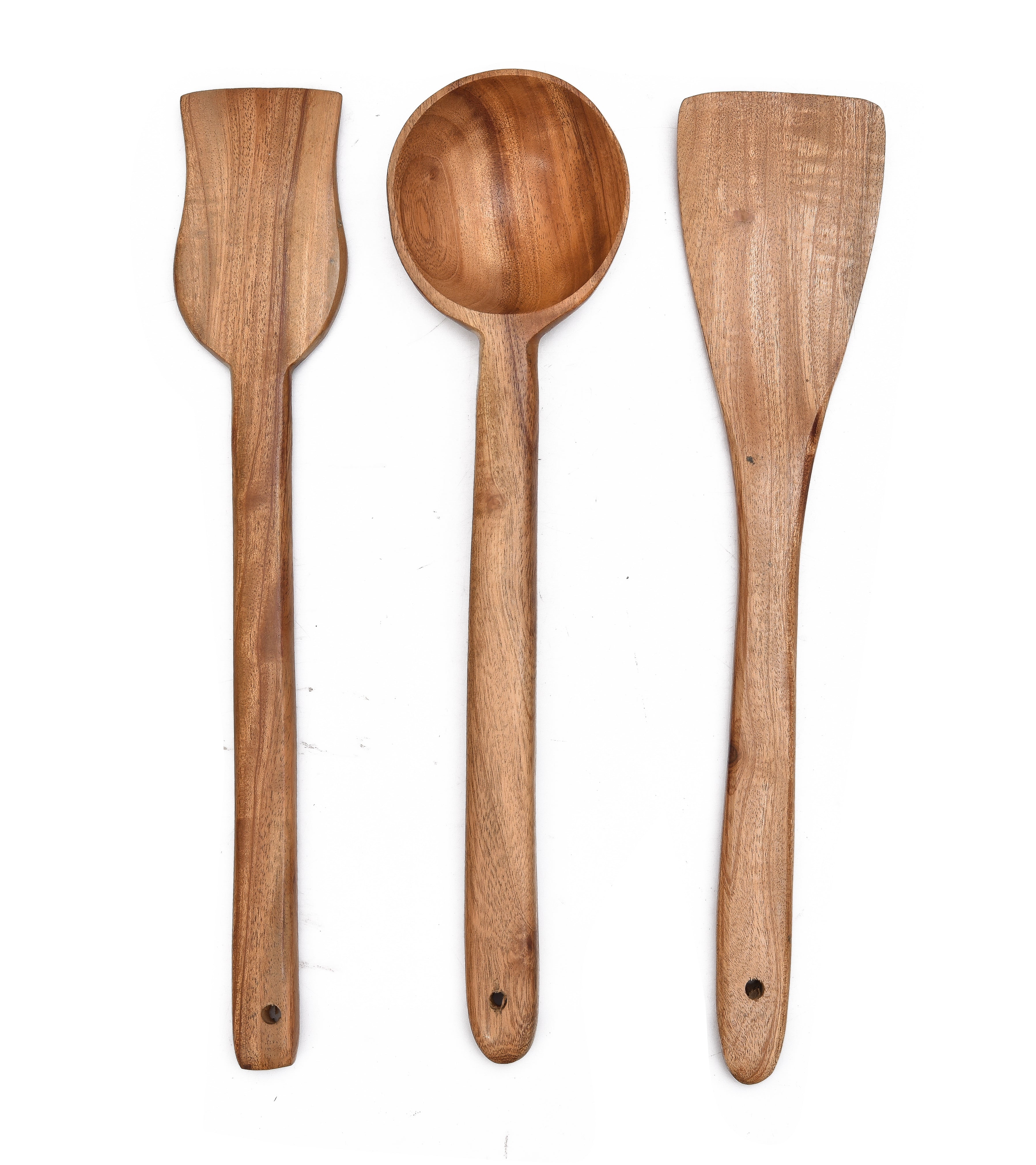NEEM WOOD FRY SERVING SPATULA SET OF 3