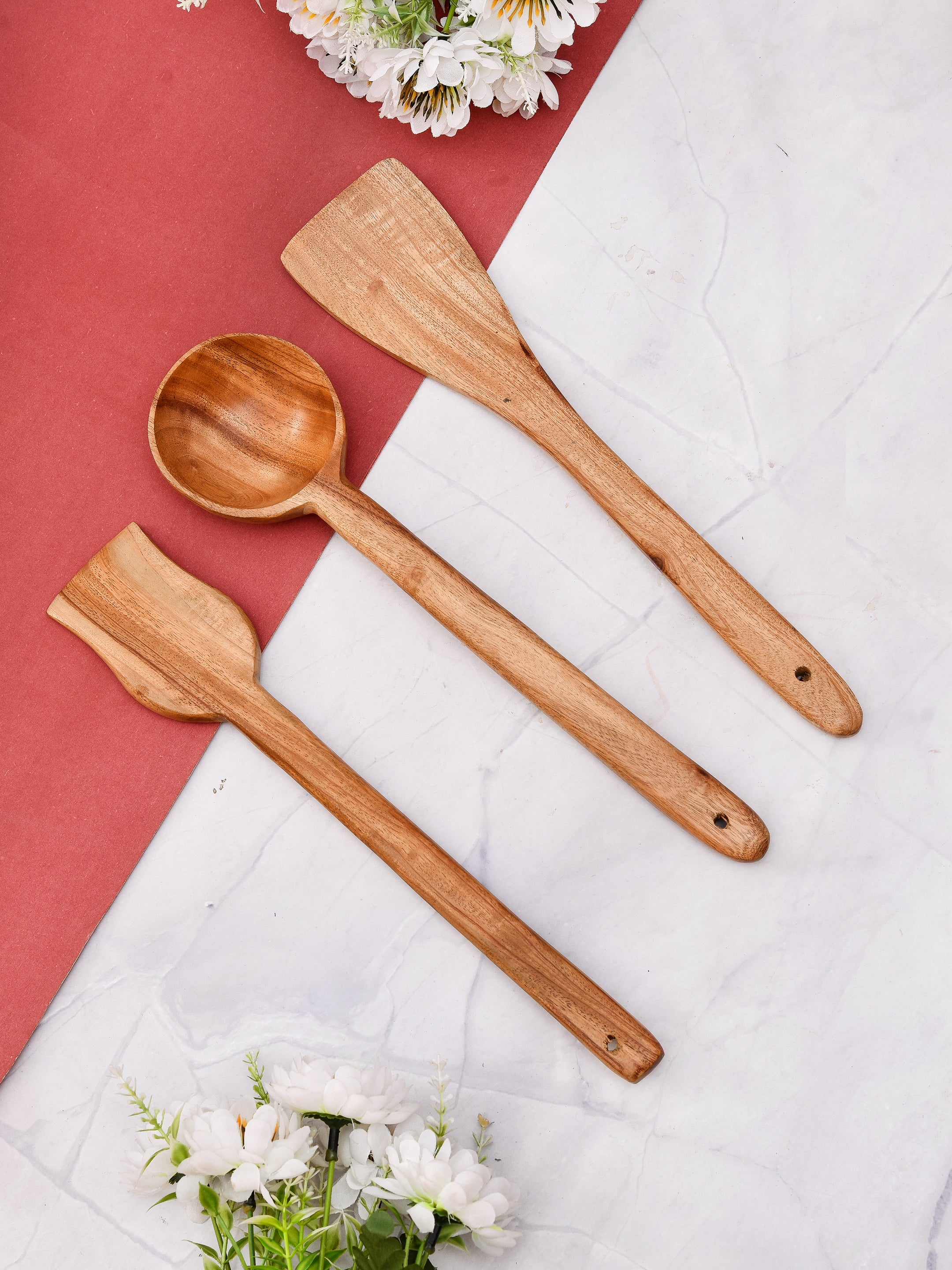 NEEM WOOD FRY SERVING SPATULA SET OF 3