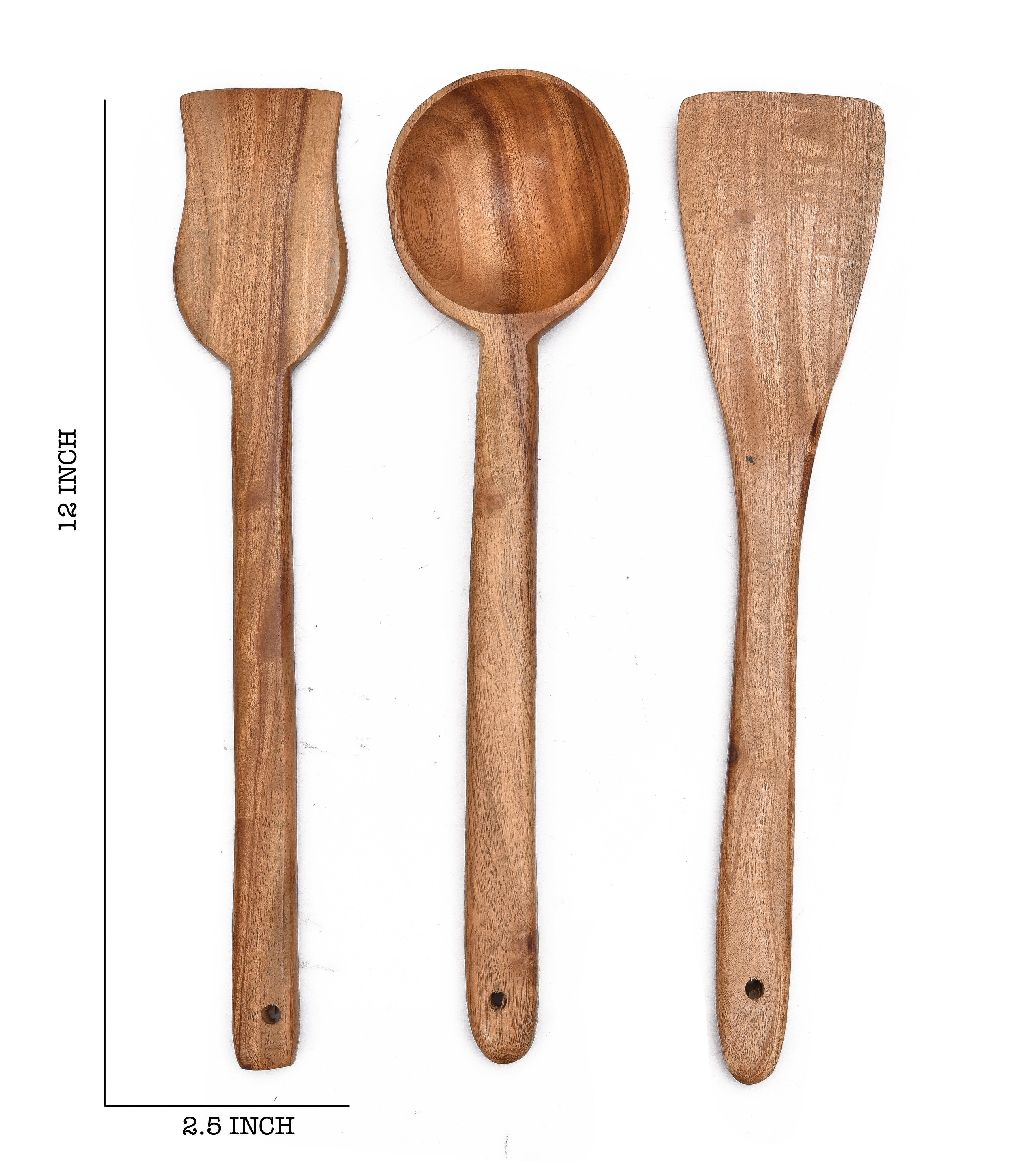 NEEM WOOD FRY SERVING SPATULA SET OF 3