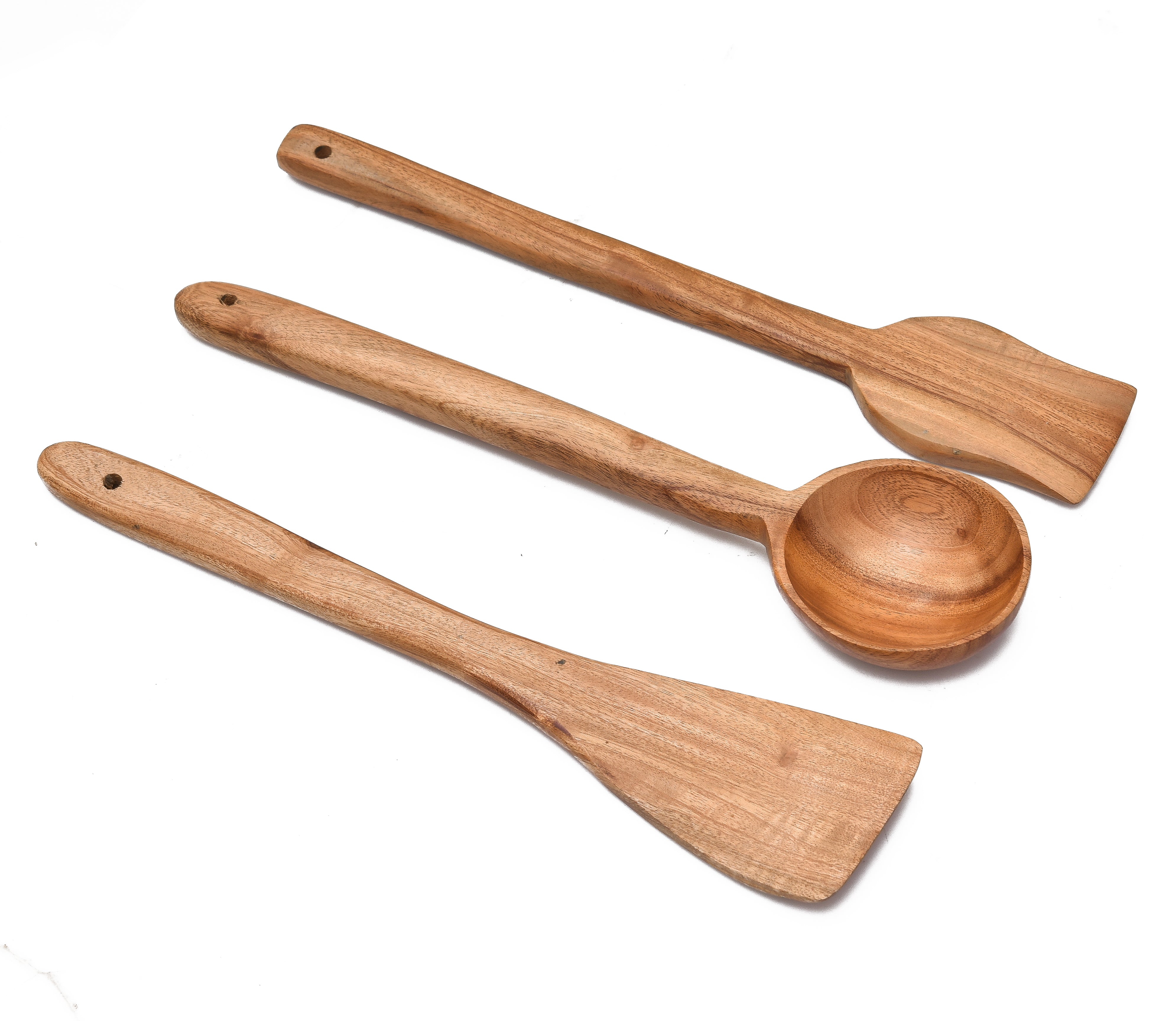 NEEM WOOD FRY SERVING SPATULA SET OF 3