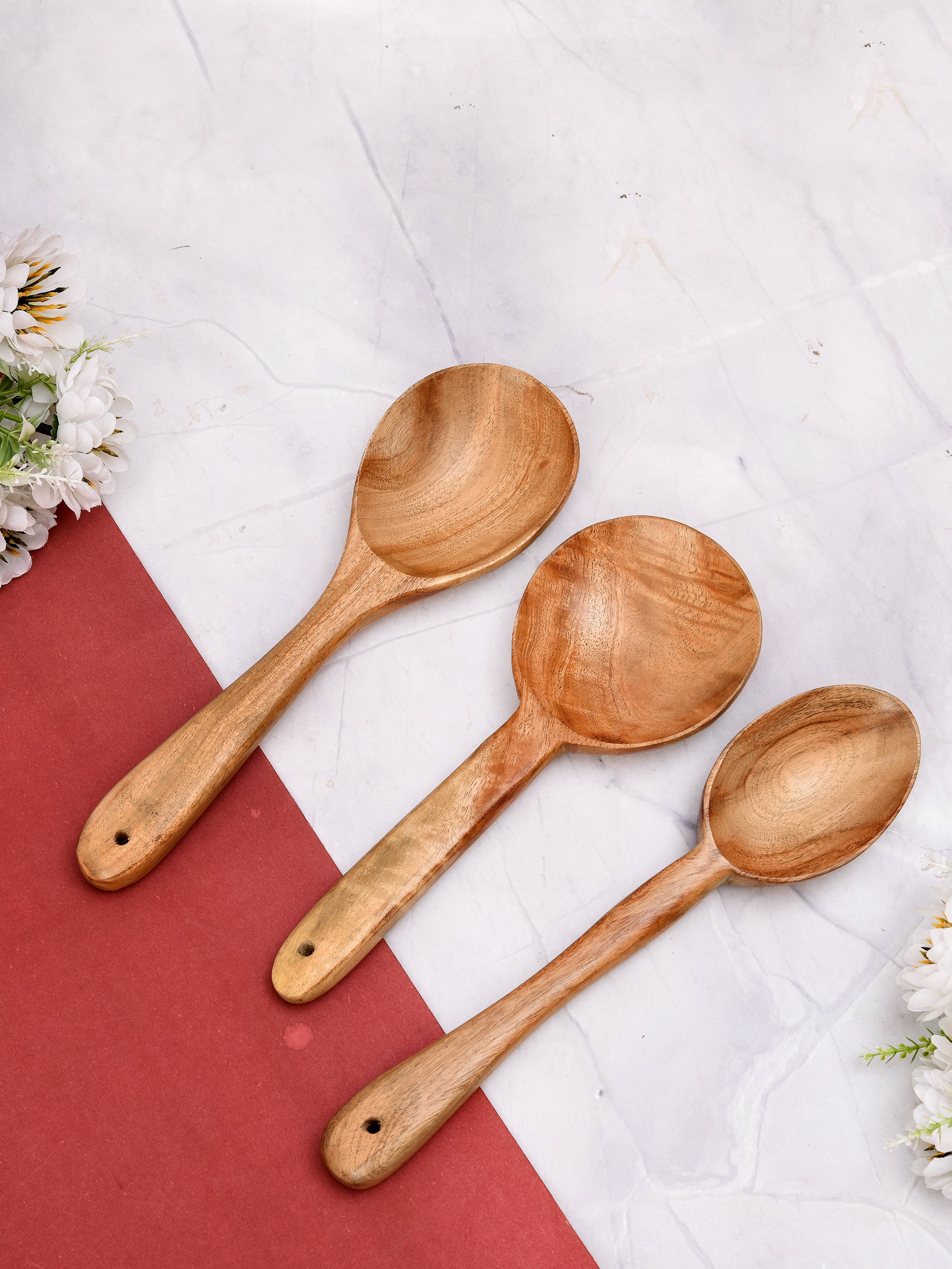 NEEM WOOD NON-FRY SERVING SPATULA SET OF 3