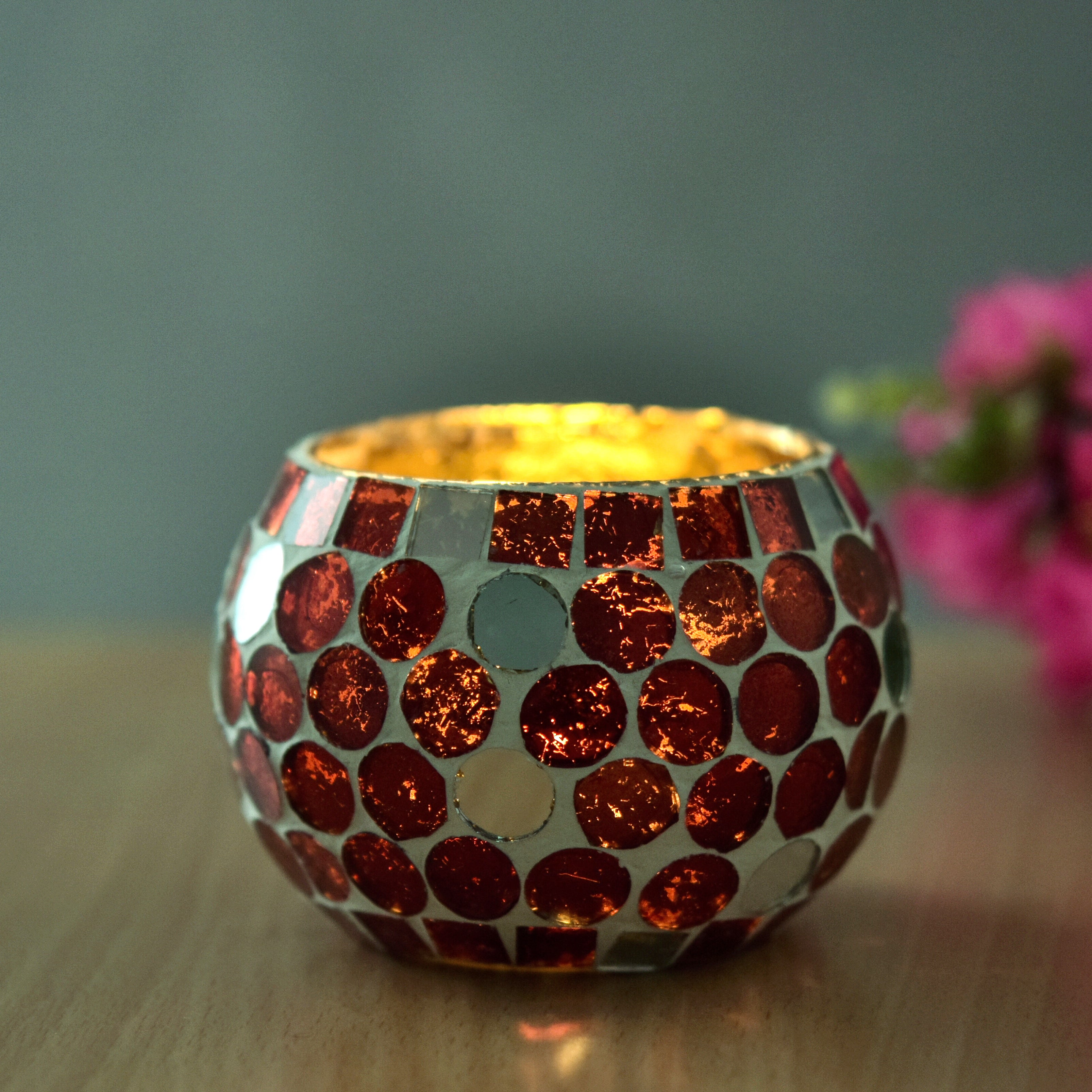 ROLLYPOLLY GLASS T-LIGHT HOLDER RED