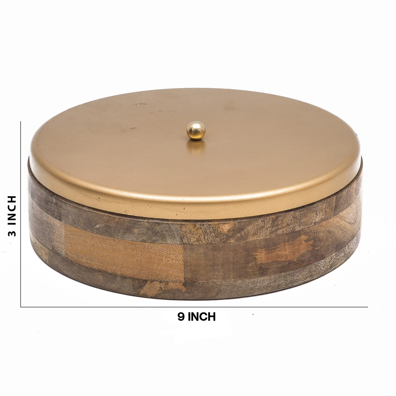 MANGO WOOD CASSEROLE WITH IRON LID - Roti Box
