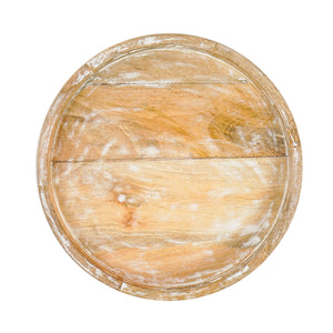 Round Mango Wooden White Tray