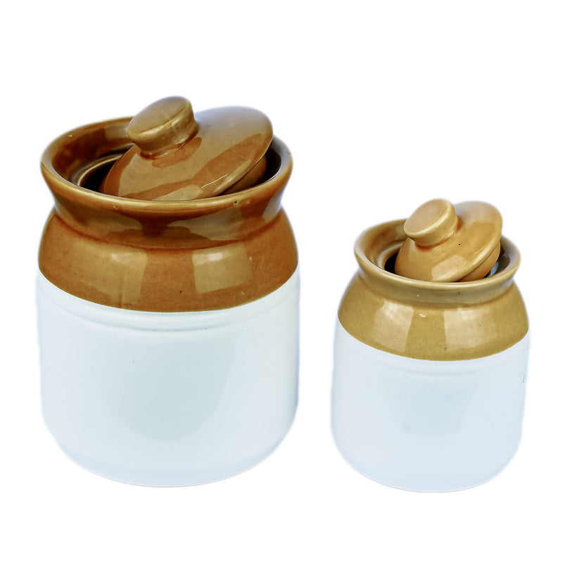 ceramic pickle jar/container acher burni/amritban set of 2