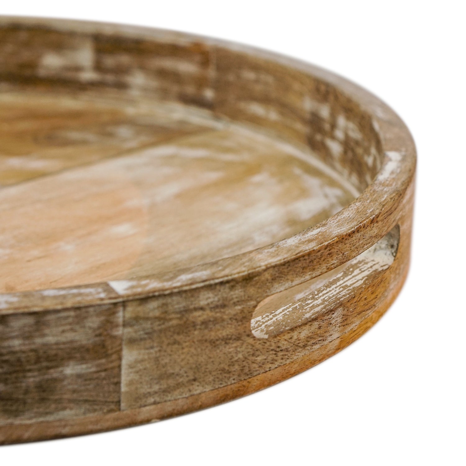 Round Mango Wooden White Tray