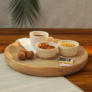 Classic White Mango Wood Chip & Dip Serving Platter