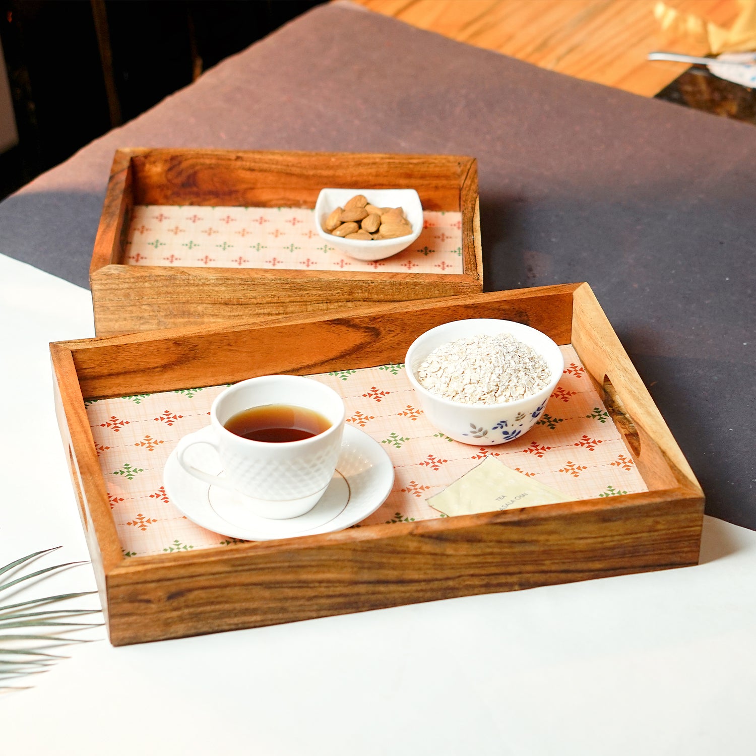 Multicolor Turin Rectangle Acacia Wooden Tray