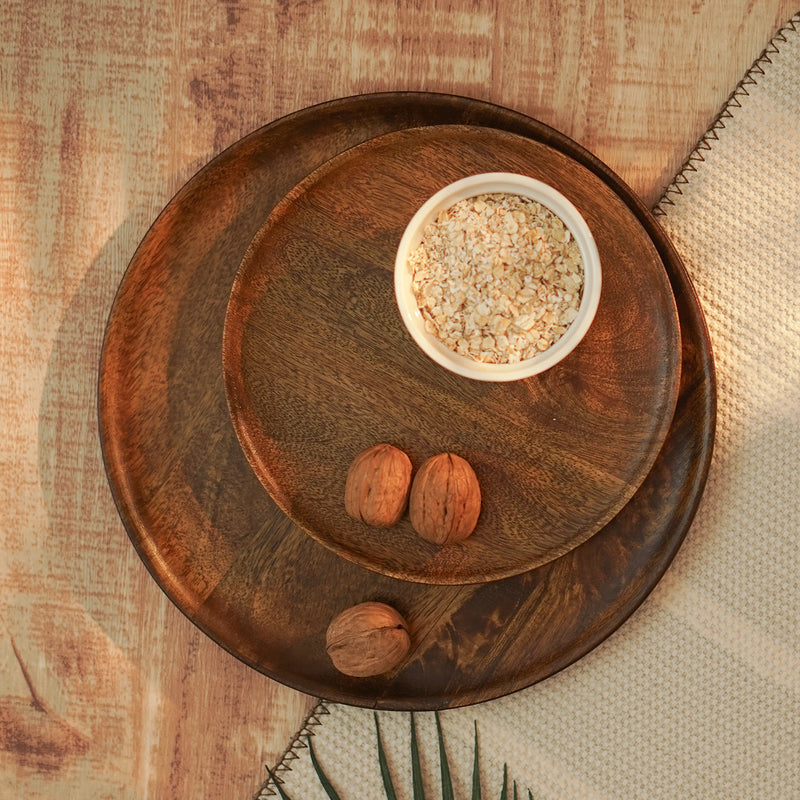 Natural Brown Mango Wooden Plate Set of 2