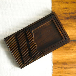 Wave Design Wooden Tray Set of 3