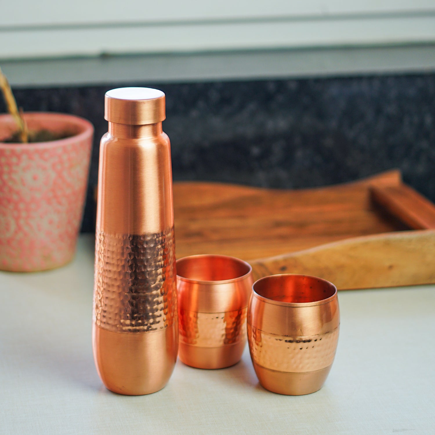 Sapphire Copper Bottle - 950 Ml With 2 Tumblers