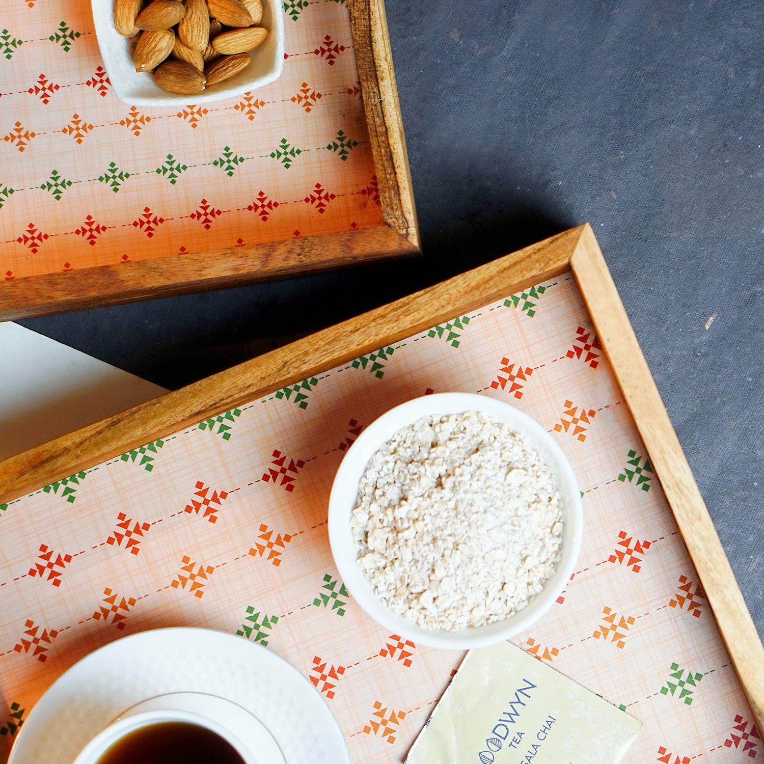 Multicolor Turin Rectangle Acacia Wooden Tray