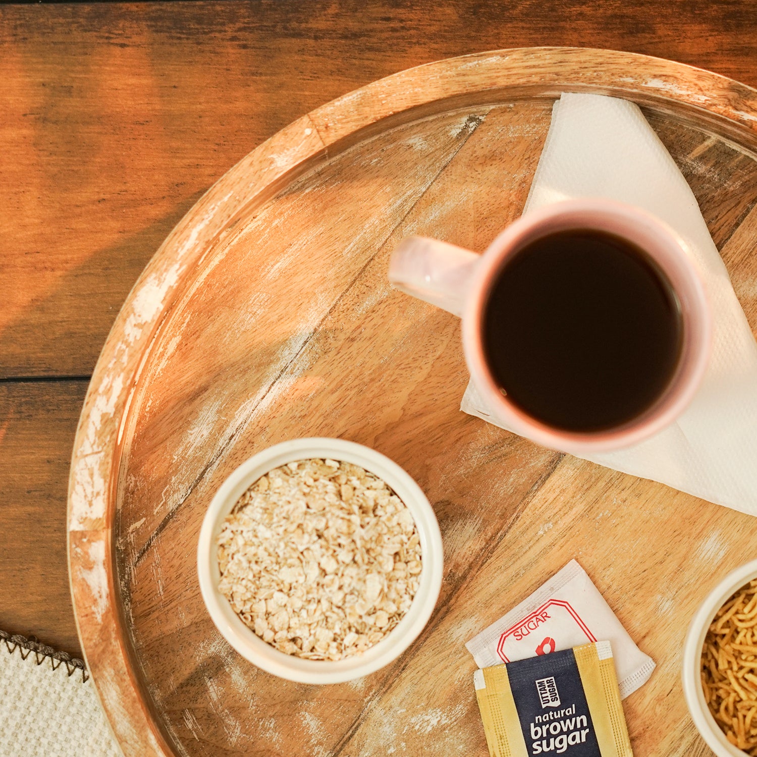 Round Mango Wooden White Tray