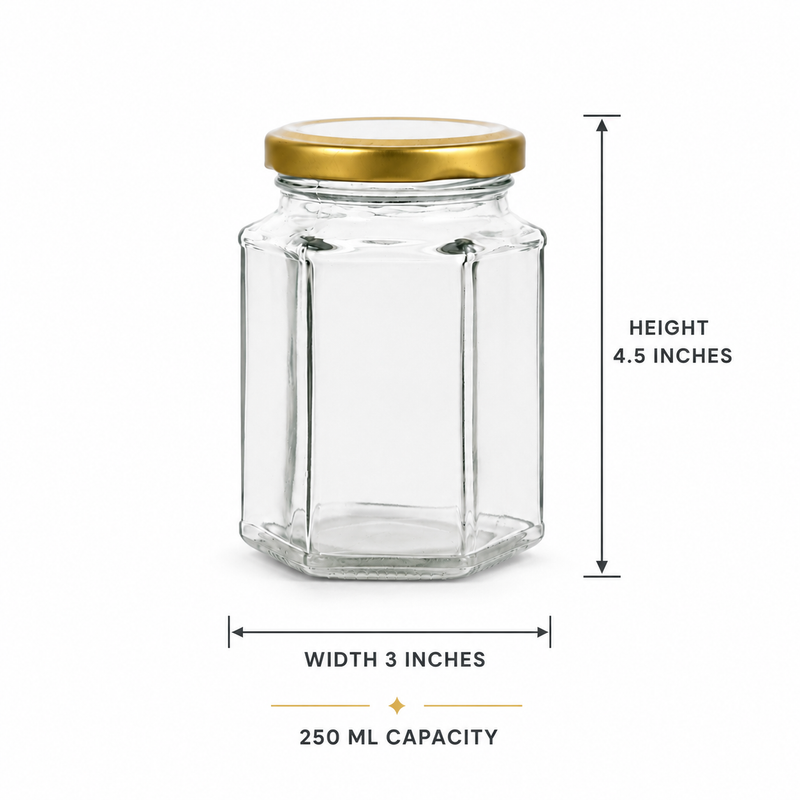 Hexa Classic Glass Utility Container Pack of 6 – 250 ml (Transparent)