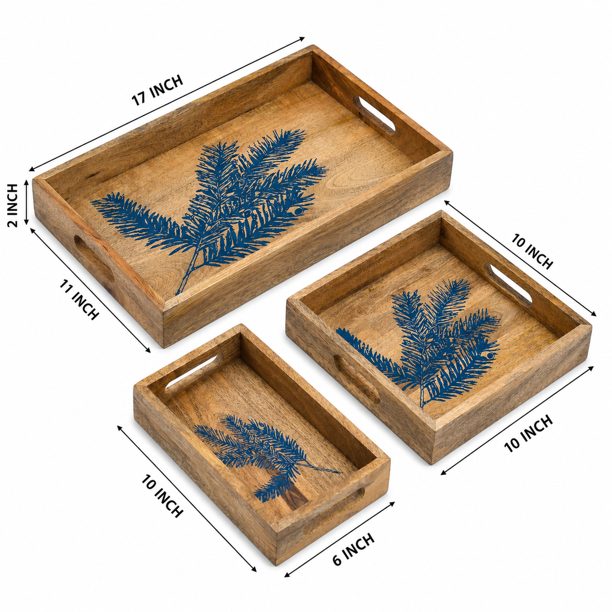 Patti Printed Wooden Serving Tray Set Of 3
