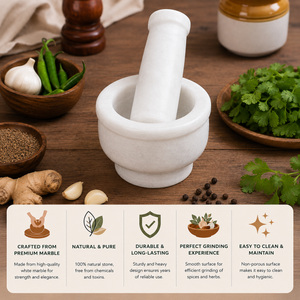 WHITE MARBLE OKHALI - Mortar & Pestle