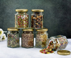 Hexa Glass Utility Container Pack of 2 – 250 ml (Transparent)