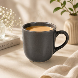 Ceramic Matt Finish Tea Cup Set (Grey) - Sanjeev Kapoor by OGGN Pack of 6