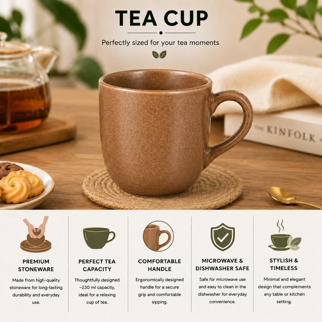 Ceramic RT Matt Finish Tea Cup Set of 6 - Sanjeev Kapoor by OGGN