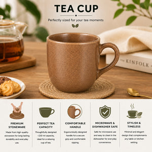 Ceramic RT Matt Finish Tea Cup Set of 6 - Sanjeev Kapoor by OGGN