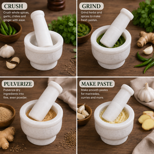 WHITE MARBLE OKHALI - Mortar & Pestle