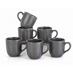 Ceramic Matt Finish Tea Cup Set (Grey) - Sanjeev Kapoor by OGGN Pack of 6