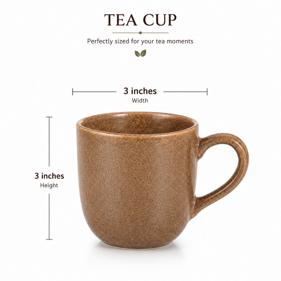 Ceramic RT Matt Finish Tea Cup Set of 6 - Sanjeev Kapoor by OGGN