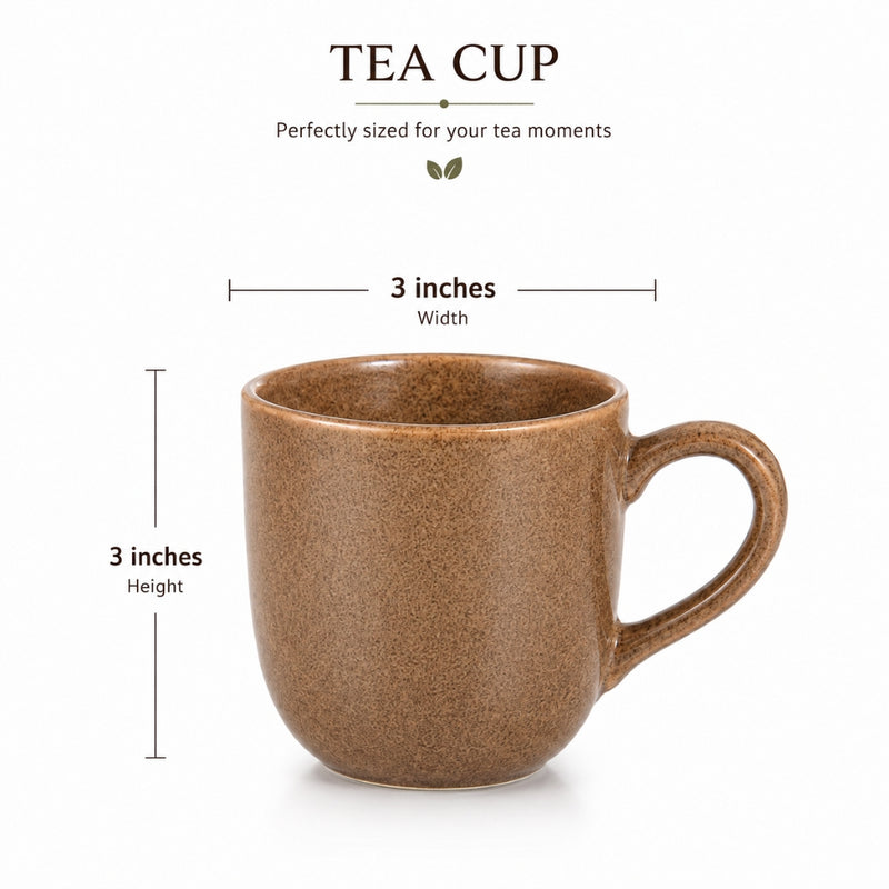 Ceramic RT Matt Finish Tea Cup Set of 6 - Sanjeev Kapoor by OGGN
