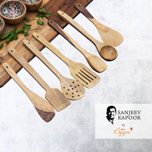 White Sheesham Wood Spatulas Set of 7