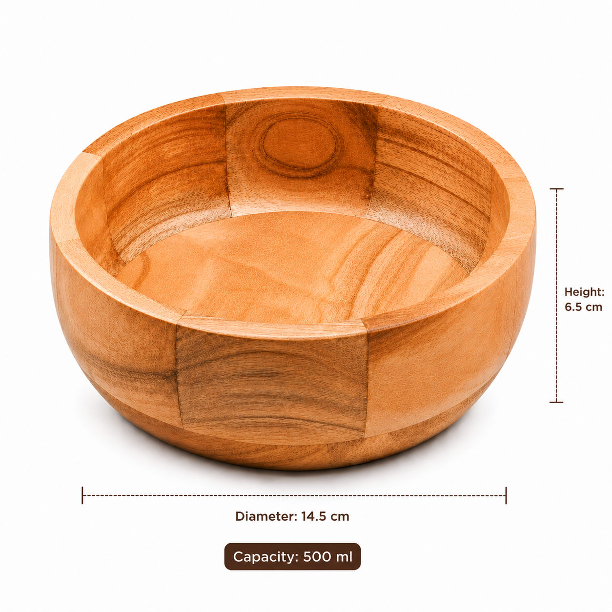 Premium Brown Neem Wood Serving Bowl – 250ml
