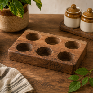 Wooden Egg Holder And Tray For 6 Eggs