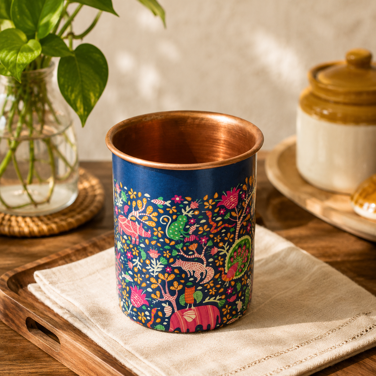 Meena Printed Copper Glass 250 ml