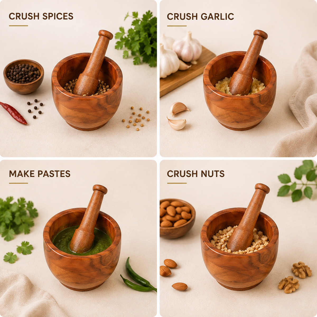 ACACIA WOODEN OKHALI - Mortar & Pestle